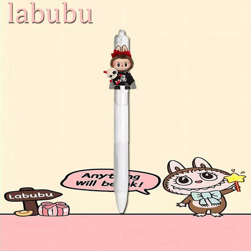 Labubu Press-type Pens Quick-dry 0.5mm Black Gel Pens Set of 18 for Students' Exams and Practice