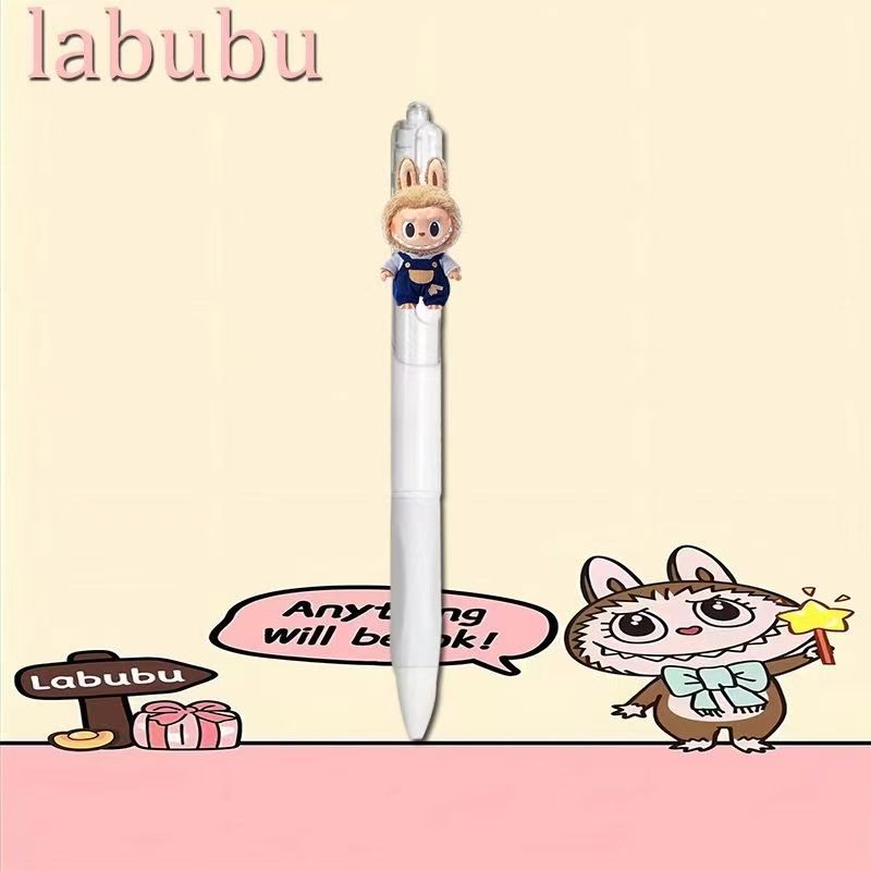 Labubu Press-type Pens Quick-dry 0.5mm Black Gel Pens Set of 18 for Students' Exams and Practice