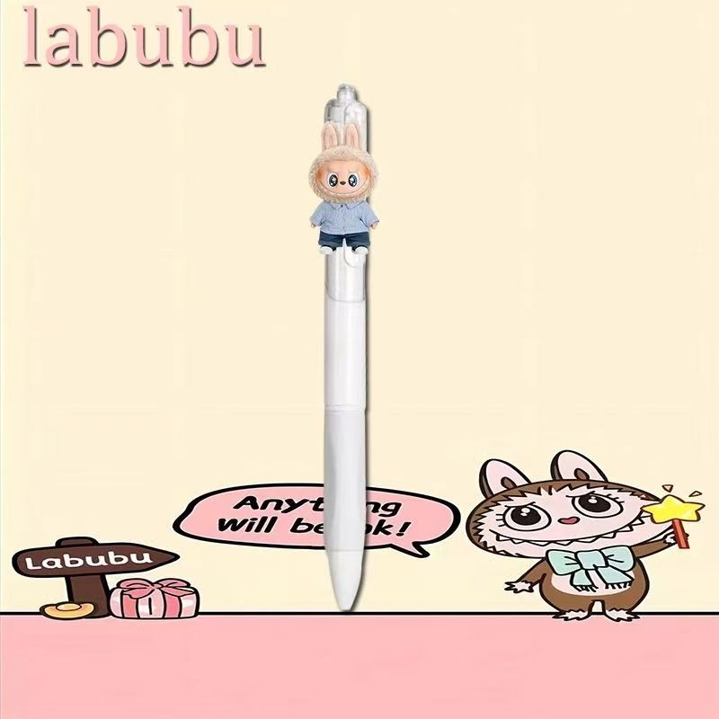 Labubu Press-type Pens Quick-dry 0.5mm Black Gel Pens Set of 18 for Students' Exams and Practice