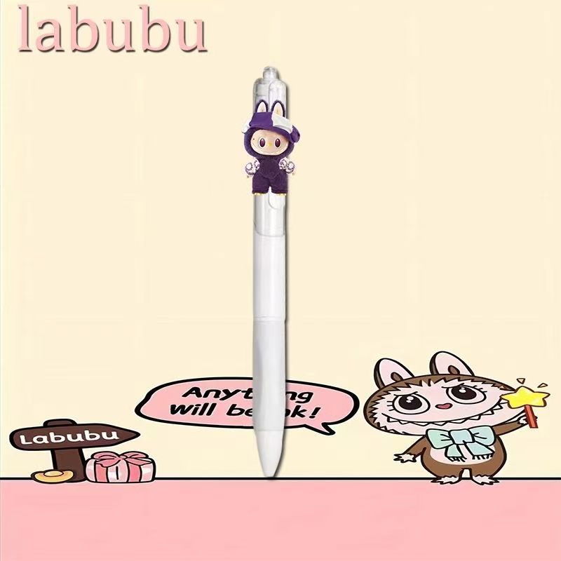 Labubu Press-type Pens Quick-dry 0.5mm Black Gel Pens Set of 18 for Students' Exams and Practice