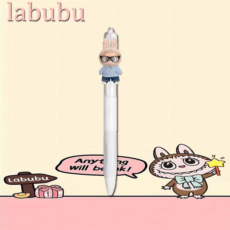 Labubu Press-type Pens Quick-dry 0.5mm Black Gel Pens Set of 18 for Students' Exams and Practice