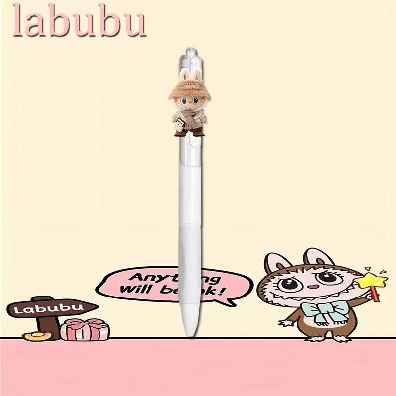 Labubu Press-type Pens Quick-dry 0.5mm Black Gel Pens Set of 18 for Students' Exams and Practice