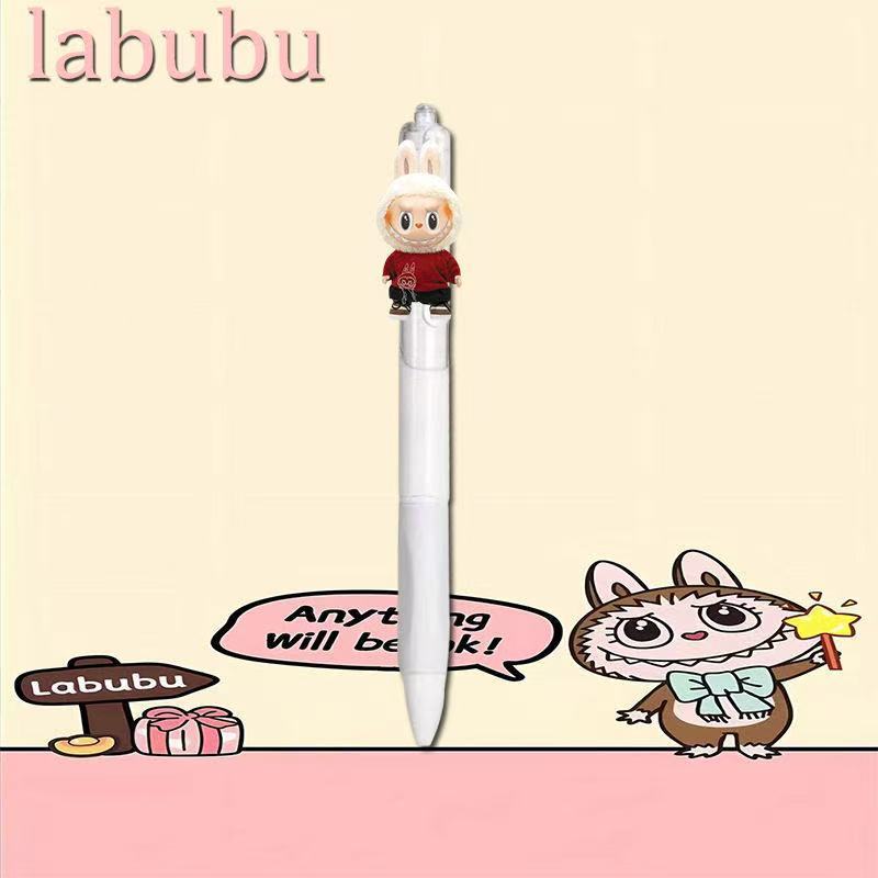 Labubu Press-type Pens Quick-dry 0.5mm Black Gel Pens Set of 18 for Students' Exams and Practice